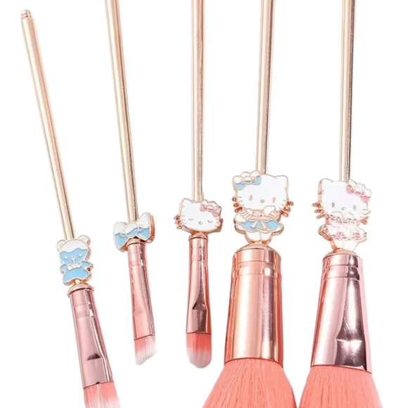 HELLO KITTY 5 Piece Professional Cosmetic Makeup Brushes With Leather Pouch - Picture 6 of 16